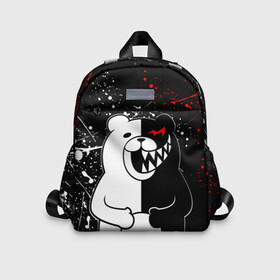 Детский рюкзак 3D с принтом monokuma хохочет в городе Новоалтайск, 100% полиэстер | лямки с регулируемой длиной, сверху петелька, чтобы рюкзак можно было повесить на вешалку. Основное отделение закрывается на молнию, как и внешний карман. Внутри дополнительный карман. По бокам два дополнительных кармашка | anime | bear | black  white | danganronpa | kurokuma | monodam | monokuma | monomi | monotaro | rabbit | school | shirokuma | аниме | главарь | мoноми | монокума | черно белый | школа