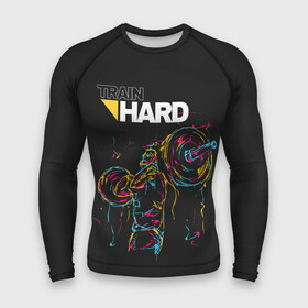 Мужской рашгард 3D с принтом Train hard в городе Новоалтайск,  |  | lifting | wheight lifting | wheightlifting | тяжелая атлетика | штанга | штангист
