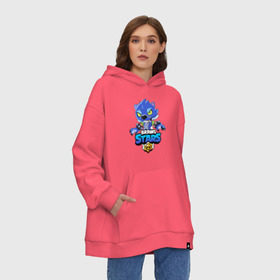 Худи SuperOversize хлопок с принтом BRAWL STARS LEON в городе Новоалтайск, 70% хлопок, 30% полиэстер, мягкий начес внутри | карман-кенгуру, эластичная резинка на манжетах и по нижней кромке, двухслойный капюшон
 | bibi | brawl stars | crow | el brown | leon | leon shark | max | sally leon | shark | stars | werewolf | акула | биби | ворон | леон | оборотень