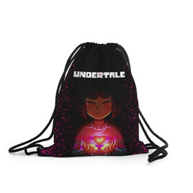 Рюкзак-мешок 3D с принтом UNDERTALE FRISK в городе Новоалтайск, 100% полиэстер | плотность ткани — 200 г/м2, размер — 35 х 45 см; лямки — толстые шнурки, застежка на шнуровке, без карманов и подкладки | asriel dreemurr | chara | frisk | gaster blaster | sans | undertale | азриэль дримурр | андертейл | андрайн | гастер | меттатон | санс | фриск | чара
