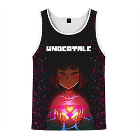 Мужская майка 3D с принтом UNDERTALE FRISK в городе Новоалтайск, 100% полиэстер | круглая горловина, приталенный силуэт, длина до линии бедра. Пройма и горловина окантованы тонкой бейкой | asriel dreemurr | chara | frisk | gaster blaster | sans | undertale | азриэль дримурр | андертейл | андрайн | гастер | меттатон | санс | фриск | чара