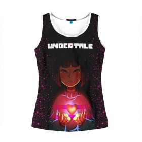 Женская майка 3D с принтом UNDERTALE FRISK в городе Новоалтайск, 100% полиэстер | круглая горловина, прямой силуэт, длина до линии бедра | asriel dreemurr | chara | frisk | gaster blaster | sans | undertale | азриэль дримурр | андертейл | андрайн | гастер | меттатон | санс | фриск | чара