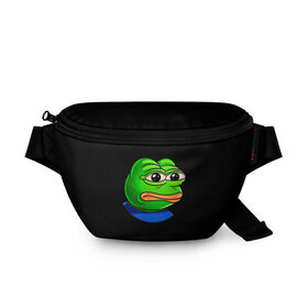 Поясная сумка 3D с принтом Frog в городе Новоалтайск, 100% полиэстер | плотная ткань, ремень с регулируемой длиной, внутри несколько карманов для мелочей, основное отделение и карман с обратной стороны сумки застегиваются на молнию | animal | frog | head | meme | голова | животные | лягушка | мем | прикол | юмор