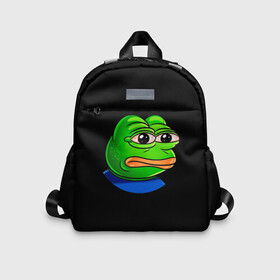 Детский рюкзак 3D с принтом Frog в городе Новоалтайск, 100% полиэстер | лямки с регулируемой длиной, сверху петелька, чтобы рюкзак можно было повесить на вешалку. Основное отделение закрывается на молнию, как и внешний карман. Внутри дополнительный карман. По бокам два дополнительных кармашка | Тематика изображения на принте: animal | frog | head | meme | голова | животные | лягушка | мем | прикол | юмор