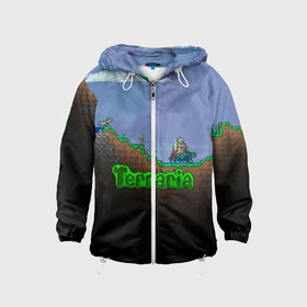 Детская ветровка 3D с принтом terraria game в городе Новоалтайск, 100% полиэстер | подол и капюшон оформлены резинкой с фиксаторами, по бокам два кармана без застежек, один потайной карман на груди | game | pixel | terraria | игра | пиксель | террариа