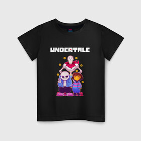 Детская футболка хлопок с принтом UNDERTALE в городе Новоалтайск, 100% хлопок | круглый вырез горловины, полуприлегающий силуэт, длина до линии бедер | Тематика изображения на принте: asriel dreemurr | chara | frisk | gaster blaster | sans | undertale | азриэль дримурр | андертейл | андрайн | гастер | меттатон | санс | фриск | чара