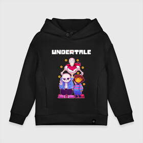 Детское худи Oversize хлопок с принтом UNDERTALE в городе Новоалтайск, френч-терри — 70% хлопок, 30% полиэстер. Мягкий теплый начес внутри —100% хлопок | боковые карманы, эластичные манжеты и нижняя кромка, капюшон на магнитной кнопке | Тематика изображения на принте: asriel dreemurr | chara | frisk | gaster blaster | sans | undertale | азриэль дримурр | андертейл | андрайн | гастер | меттатон | санс | фриск | чара