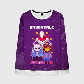 Мужской свитшот 3D с принтом UNDERTALE в городе Новоалтайск, 100% полиэстер с мягким внутренним слоем | круглый вырез горловины, мягкая резинка на манжетах и поясе, свободная посадка по фигуре | asriel dreemurr | chara | frisk | gaster blaster | sans | undertale | азриэль дримурр | андертейл | андрайн | гастер | меттатон | санс | фриск | чара