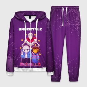 Мужской костюм 3D с принтом UNDERTALE в городе Новоалтайск, 100% полиэстер | Манжеты и пояс оформлены тканевой резинкой, двухслойный капюшон со шнурком для регулировки, карманы спереди | asriel dreemurr | chara | frisk | gaster blaster | sans | undertale | азриэль дримурр | андертейл | андрайн | гастер | меттатон | санс | фриск | чара