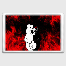 Магнит 45*70 с принтом MONOKUMA в городе Новоалтайск, Пластик | Размер: 78*52 мм; Размер печати: 70*45 | anime | bear | black  white | danganronpa | kurokuma | monodam | monokuma | monomi | monotaro | rabbit | school | shirokuma | аниме | главарь | мoноми | монокума | черно белый | школа