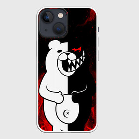 Чехол для iPhone 13 mini с принтом MONOKUMA В ПЛАМЕНИ   МОНОКУМА в городе Новоалтайск,  |  | anime | bear | black  white | danganronpa | kurokuma | monodam | monokuma | monomi | monotaro | rabbit | school | shirokuma | аниме | главарь | мoноми | монокума | черно белый | школа