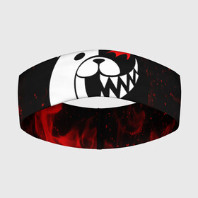 Повязка на голову 3D с принтом MONOKUMA В ПЛАМЕНИ   МОНОКУМА в городе Новоалтайск,  |  | anime | bear | black  white | danganronpa | kurokuma | monodam | monokuma | monomi | monotaro | rabbit | school | shirokuma | аниме | главарь | мoноми | монокума | черно белый | школа