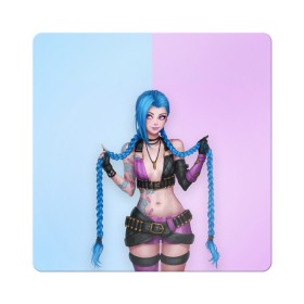 Магнит виниловый Квадрат с принтом League of Legends Jinx в городе Новоалтайск, полимерный материал с магнитным слоем | размер 9*9 см, закругленные углы | Тематика изображения на принте: art | braids | cartridges | character | game | girl | jinx | league of legends | lol | pigtails | tattoo | арт | девушка | джинкс | игра | косички | косы | лига легенд | лол | патроны | персонаж | тату