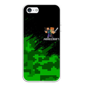 Чехол для iPhone 5/5S матовый с принтом MINECRAFT в городе Новоалтайск, Силикон | Область печати: задняя сторона чехла, без боковых панелей | block | creeper | cube | minecraft | pixel | блок | геометрия | крафт | крипер | кубики | майнкрафт | пиксели