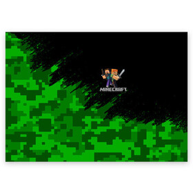 Поздравительная открытка с принтом MINECRAFT в городе Новоалтайск, 100% бумага | плотность бумаги 280 г/м2, матовая, на обратной стороне линовка и место для марки
 | Тематика изображения на принте: block | creeper | cube | minecraft | pixel | блок | геометрия | крафт | крипер | кубики | майнкрафт | пиксели