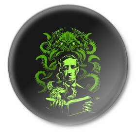 Значок с принтом Cthulhu в городе Новоалтайск,  металл | круглая форма, металлическая застежка в виде булавки | call of cthulhu | cthulhu | lovecraft | valaybalalay | валайбалалай | зов | ктулху | лавкрафт | мистика | монстры | ужасы | фэнтези | хоррор