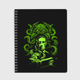 Тетрадь с принтом Cthulhu в городе Новоалтайск, 100% бумага | 48 листов, плотность листов — 60 г/м2, плотность картонной обложки — 250 г/м2. Листы скреплены сбоку удобной пружинной спиралью. Уголки страниц и обложки скругленные. Цвет линий — светло-серый
 | call of cthulhu | cthulhu | lovecraft | valaybalalay | валайбалалай | зов | ктулху | лавкрафт | мистика | монстры | ужасы | фэнтези | хоррор