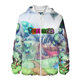 Мужская куртка 3D с принтом TERRARIA в городе Новоалтайск, ткань верха — 100% полиэстер, подклад — флис | прямой крой, подол и капюшон оформлены резинкой с фиксаторами, два кармана без застежек по бокам, один большой потайной карман на груди. Карман на груди застегивается на липучку | game | pixel | terraria | игра | пиксель | террариа
