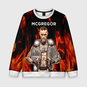 Детский свитшот 3D с принтом CONOR McGREGOR. в городе Новоалтайск, 100% полиэстер | свободная посадка, прямой крой, мягкая тканевая резинка на рукавах и понизу свитшота | conor | conor mcgregor | ufs | бокс | дональд серроне | ирландский боец | конор | конор макгрегор | конор макгрегор vs дональд серроне | макгрегор | профессиональный бокс | смешанные бои