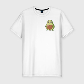 Мужская футболка хлопок Slim с принтом Avocado Heart в городе Новоалтайск, 92% хлопок, 8% лайкра | приталенный силуэт, круглый вырез ворота, длина до линии бедра, короткий рукав | Тематика изображения на принте: avocado | heart | sticker | vegan | vegetarian | авокадо | веган | вегетарианство | сердце | стикер