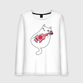 Женский лонгслив хлопок с принтом Music Cat в городе Новоалтайск, 100% хлопок |  | animal | cat | cute | kitty | meow | music | гитара | друг | животные | киска | китти | кот | котенок | котик | кошечка | кошка | лев | леопард | милый | музыка | мур | мяу | пантера | питомец | рысь | тигр | улыбка