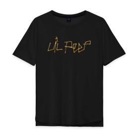 Мужская футболка хлопок Oversize с принтом LIL PEEP GOLDEN LOGO в городе Новоалтайск, 100% хлопок | свободный крой, круглый ворот, “спинка” длиннее передней части | lil peep | lil prince | pink | зарубежная музыка | лил пип | маленький принц