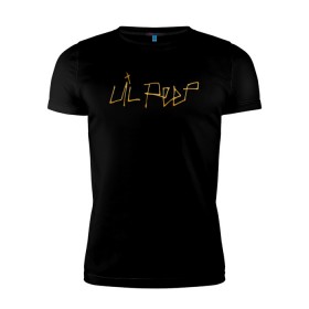 Мужская футболка премиум с принтом LIL PEEP GOLDEN LOGO в городе Новоалтайск, 92% хлопок, 8% лайкра | приталенный силуэт, круглый вырез ворота, длина до линии бедра, короткий рукав | lil peep | lil prince | pink | зарубежная музыка | лил пип | маленький принц
