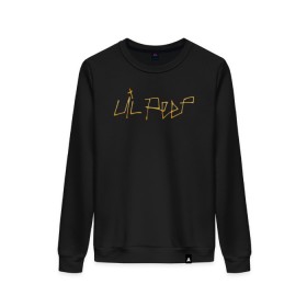 Женский свитшот хлопок с принтом LIL PEEP GOLDEN LOGO в городе Новоалтайск, 100% хлопок | прямой крой, круглый вырез, на манжетах и по низу широкая трикотажная резинка  | lil peep | lil prince | pink | зарубежная музыка | лил пип | маленький принц