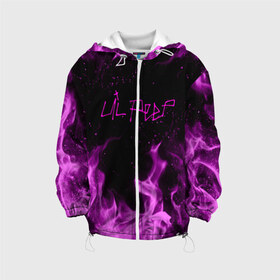Детская куртка 3D с принтом LIL PEEP FIRE в городе Новоалтайск, 100% полиэстер | застежка — молния, подол и капюшон оформлены резинкой с фиксаторами, по бокам — два кармана без застежек, один потайной карман на груди, плотность верхнего слоя — 90 г/м2; плотность флисового подклада — 260 г/м2 | lil peep | lil prince | pink | зарубежная музыка | лил пип | маленький принц