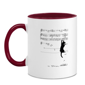 Кружка двухцветная с принтом Music cat в городе Новоалтайск, керамика | объем — 330 мл, диаметр — 80 мм. Цветная ручка и кайма сверху, в некоторых цветах — вся внутренняя часть | Тематика изображения на принте: animal | cat | cute | kitty | meow | друг | животные | киска | китти | кот | котенок | котик | кошечка | кошка | лев | леопард | милый | мур | мяу | пантера | питомец | рысь | тигр | улыбка