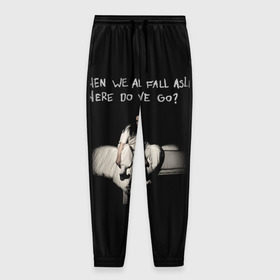 Мужские брюки 3D с принтом Billie Eilish в городе Новоалтайск, 100% полиэстер | манжеты по низу, эластичный пояс регулируется шнурком, по бокам два кармана без застежек, внутренняя часть кармана из мелкой сетки | Тематика изображения на принте: bad guy | billie eilish | billieeilish | merch | when we all fall asleep where do we go | билли