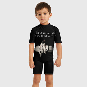 Детский купальный костюм 3D с принтом Billie Eilish в городе Новоалтайск, Полиэстер 85%, Спандекс 15% | застежка на молнии на спине | bad guy | billie eilish | billieeilish | merch | when we all fall asleep where do we go | билли