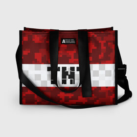 Сумка-шоппер 3D с принтом MINECRAFT TNT МАЙНКРАФТ ТНТ в городе Новоалтайск, 100% полиэстер | застегивается на металлическую кнопку; внутренний карман застегивается на молнию. Стенки укреплены специальным мягким материалом, чтобы защитить содержимое от несильных ударов
 | block | creeper | cube | minecraft | pixel | блок | геометрия | крафт | крипер | кубики | майнкрафт | пиксели