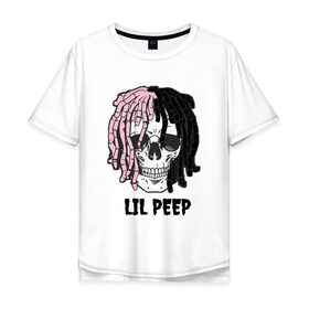 Мужская футболка хлопок Oversize с принтом Lil Peep в городе Новоалтайск, 100% хлопок | свободный крой, круглый ворот, “спинка” длиннее передней части | lil | lil peep | music | new | peep | rap | rip | skull | лил | музыка | пеп | пип | рэп | рэпер | скилет | череп