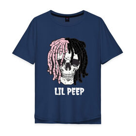 Мужская футболка хлопок Oversize с принтом Lil Peep в городе Новоалтайск, 100% хлопок | свободный крой, круглый ворот, “спинка” длиннее передней части | lil | lil peep | music | new | peep | rap | rip | skull | лил | музыка | пеп | пип | рэп | рэпер | скилет | череп