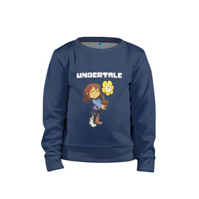 Детский свитшот хлопок с принтом UNDERTALE в городе Новоалтайск, 100% хлопок | круглый вырез горловины, эластичные манжеты, пояс и воротник | Тематика изображения на принте: asriel dreemurr | chara | frisk | gaster blaster | sans | undertale | азриэль дримурр | андертейл | андрайн | гастер | меттатон | санс | фриск | чара