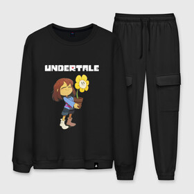 Мужской костюм хлопок с принтом UNDERTALE в городе Новоалтайск, 100% хлопок | на свитшоте круглая горловина, мягкая резинка по низу. Брюки заужены к низу, на них два вида карманов: два “обычных” по бокам и два объемных, с клапанами, расположенные ниже линии бедра. Брюки с мягкой трикотажной резинкой на поясе и по низу штанин. В поясе для дополнительного комфорта — широкие завязки | asriel dreemurr | chara | frisk | gaster blaster | sans | undertale | азриэль дримурр | андертейл | андрайн | гастер | меттатон | санс | фриск | чара