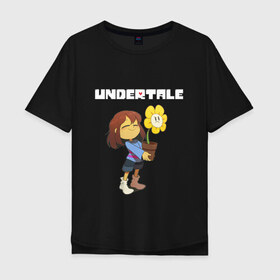 Мужская футболка хлопок Oversize с принтом UNDERTALE в городе Новоалтайск, 100% хлопок | свободный крой, круглый ворот, “спинка” длиннее передней части | Тематика изображения на принте: asriel dreemurr | chara | frisk | gaster blaster | sans | undertale | азриэль дримурр | андертейл | андрайн | гастер | меттатон | санс | фриск | чара