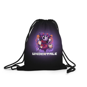 Рюкзак-мешок 3D с принтом UNDERTALE в городе Новоалтайск, 100% полиэстер | плотность ткани — 200 г/м2, размер — 35 х 45 см; лямки — толстые шнурки, застежка на шнуровке, без карманов и подкладки | asriel dreemurr | chara | frisk | gaster blaster | sans | undertale | азриэль дримурр | андертейл | андрайн | гастер | меттатон | санс | фриск | чара