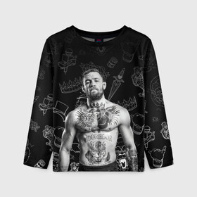 Детский лонгслив 3D с принтом CONOR McGREGOR. в городе Новоалтайск, 100% полиэстер | длинные рукава, круглый вырез горловины, полуприлегающий силуэт
 | conor | conor mcgregor | ssru | ufs | бокс | дональд серроне | ирландский боец | конор | конор макгрегор | конор макгрегор vs дональд серроне | макгрегор | профессиональный бокс | смешанные бои