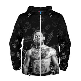 Мужская ветровка 3D с принтом CONOR McGREGOR. в городе Новоалтайск, 100% полиэстер | подол и капюшон оформлены резинкой с фиксаторами, два кармана без застежек по бокам, один потайной карман на груди | conor | conor mcgregor | ssru | ufs | бокс | дональд серроне | ирландский боец | конор | конор макгрегор | конор макгрегор vs дональд серроне | макгрегор | профессиональный бокс | смешанные бои