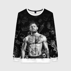 Женский свитшот 3D с принтом CONOR McGREGOR. в городе Новоалтайск, 100% полиэстер с мягким внутренним слоем | круглый вырез горловины, мягкая резинка на манжетах и поясе, свободная посадка по фигуре | conor | conor mcgregor | ssru | ufs | бокс | дональд серроне | ирландский боец | конор | конор макгрегор | конор макгрегор vs дональд серроне | макгрегор | профессиональный бокс | смешанные бои