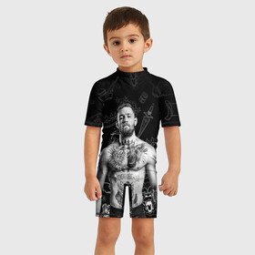 Детский купальный костюм 3D с принтом CONOR McGREGOR. в городе Новоалтайск, Полиэстер 85%, Спандекс 15% | застежка на молнии на спине | conor | conor mcgregor | ssru | ufs | бокс | дональд серроне | ирландский боец | конор | конор макгрегор | конор макгрегор vs дональд серроне | макгрегор | профессиональный бокс | смешанные бои