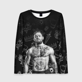Женский лонгслив 3D с принтом CONOR McGREGOR. в городе Новоалтайск, 100% полиэстер | длинные рукава, круглый вырез горловины, полуприлегающий силуэт | conor | conor mcgregor | ssru | ufs | бокс | дональд серроне | ирландский боец | конор | конор макгрегор | конор макгрегор vs дональд серроне | макгрегор | профессиональный бокс | смешанные бои