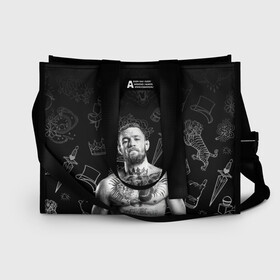 Сумка-шоппер 3D с принтом CONOR McGREGOR в городе Новоалтайск, 100% полиэстер | застегивается на металлическую кнопку; внутренний карман застегивается на молнию. Стенки укреплены специальным мягким материалом, чтобы защитить содержимое от несильных ударов
 | conor | conor mcgregor | ssru | ufs | бокс | дональд серроне | ирландский боец | конор | конор макгрегор | конор макгрегор vs дональд серроне | макгрегор | профессиональный бокс | смешанные бои