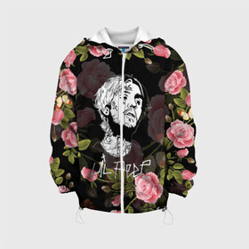 Детская куртка 3D с принтом LIL PEEP ROSES в городе Новоалтайск, 100% полиэстер | застежка — молния, подол и капюшон оформлены резинкой с фиксаторами, по бокам — два кармана без застежек, один потайной карман на груди, плотность верхнего слоя — 90 г/м2; плотность флисового подклада — 260 г/м2 | lil peep | lil prince | pink | зарубежная музыка | лил пип | маленький принц