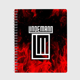 Тетрадь с принтом LINDEMANN FIRE в городе Новоалтайск, 100% бумага | 48 листов, плотность листов — 60 г/м2, плотность картонной обложки — 250 г/м2. Листы скреплены сбоку удобной пружинной спиралью. Уголки страниц и обложки скругленные. Цвет линий — светло-серый
 | lindemann | lm | rock | кристиан лоренц | линдеманн | лм | музыка | рок | тилль линдеманн