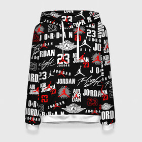Женская толстовка 3D с принтом MICHAEL JORDAN LOGOBOMBING в городе Новоалтайск, 100% полиэстер  | двухслойный капюшон со шнурком для регулировки, мягкие манжеты на рукавах и по низу толстовки, спереди карман-кенгуру с мягким внутренним слоем. | 23 | bulls | chicago bulls | jordan | logo | michael jordan | nba | paris saint germain | psg | red | sport | быки | джордан | лого | майкл джордан | псж | спорт | чикаго буллс