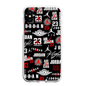 Чехол для iPhone XS Max матовый с принтом MICHAEL JORDAN LOGOBOMBING в городе Новоалтайск, Силикон | Область печати: задняя сторона чехла, без боковых панелей | Тематика изображения на принте: 23 | bulls | chicago bulls | jordan | logo | michael jordan | nba | paris saint germain | psg | red | sport | быки | джордан | лого | майкл джордан | псж | спорт | чикаго буллс