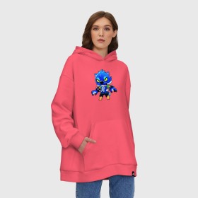 Худи SuperOversize хлопок с принтом Brawl Stars LEON в городе Новоалтайск, 70% хлопок, 30% полиэстер, мягкий начес внутри | карман-кенгуру, эластичная резинка на манжетах и по нижней кромке, двухслойный капюшон
 | brawl | brawl stars | crow | leon | sally | shark | stars | акула | бравл | бравл старс | браво старс | игра | компьютерная | кров | леон | леон акула | онлайн | старс | шарк
